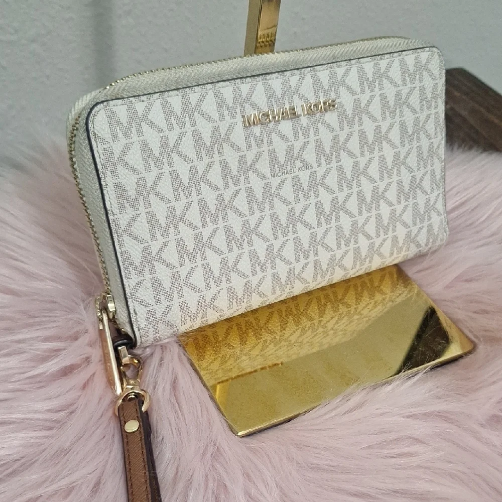 Michael Kors Cream Monogram Clutch - Picture 2 of 3